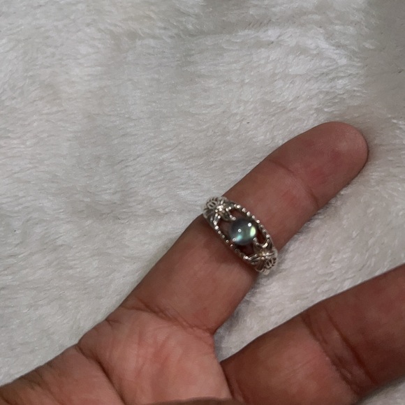 925 silver labradorite floral ring size 8.50 - Picture 5 of 9